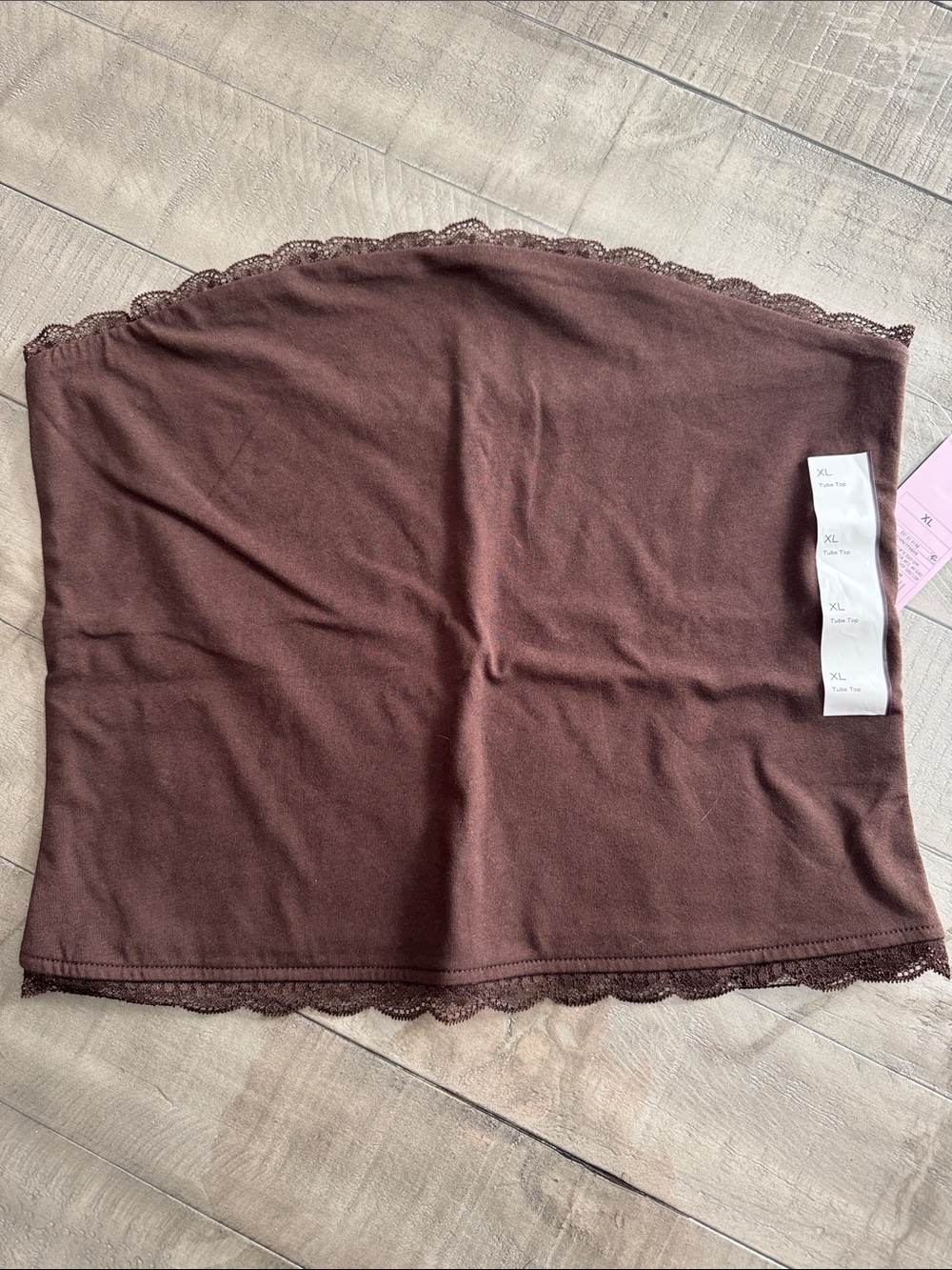 wild fable Brown Lace-Trim Strapless Tube Top